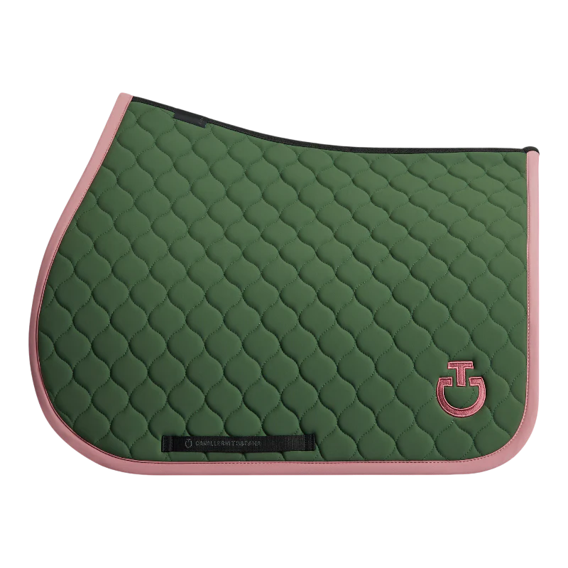 Cavalleria Toscana - Tapis de selle Circular Quilted forest green/ candy pink