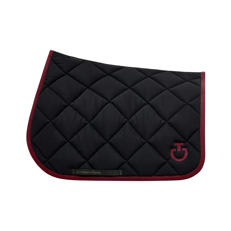 Cavalleria Toscana - Tapis de selle Diamond Quilted Jersey noir/ bordeaux