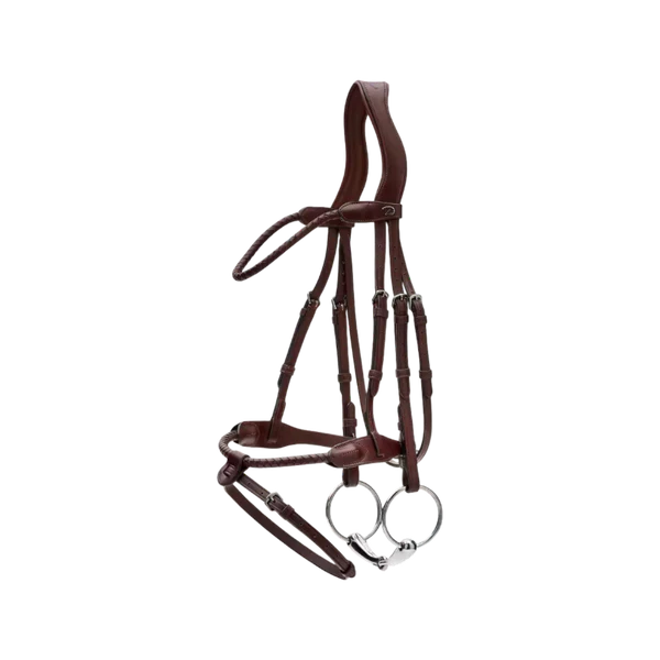 Dyon - Bridon tressé avec noseband amovible New English Collection marron