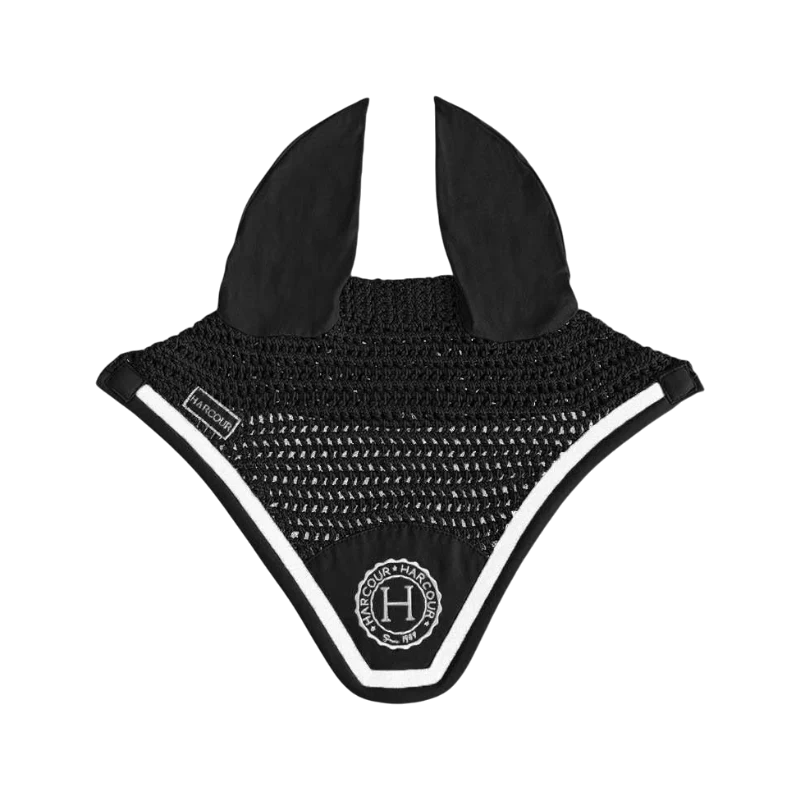 Harcour - Bonnet pour chevaux Fredy noir/ blanc