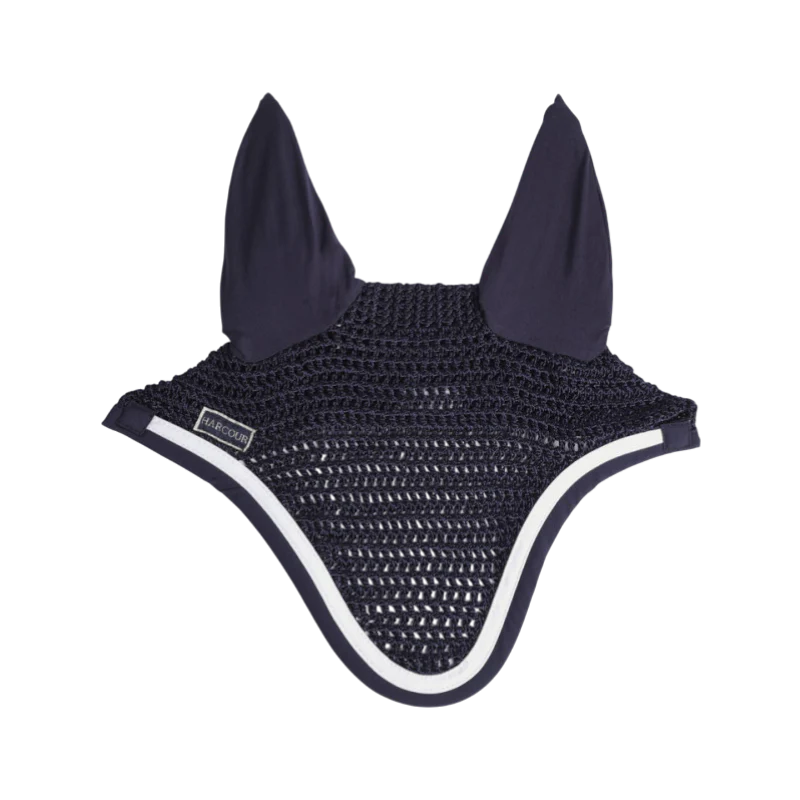 Harcour - Bonnet pour chevaux Feeby marine/ blanc