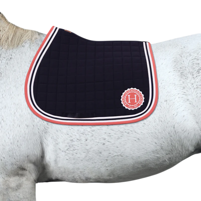 Harcour - Tapis de selle Soft marine/ pamplemousse