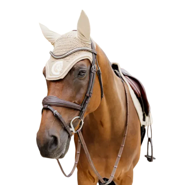 Kentucky Horsewear - Bonnet anti-mouches Wellington 3D Logo corde beige