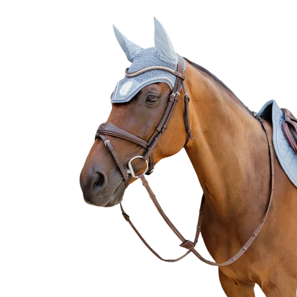 Kentucky Horsewear - Bonnet anti-mouches Wellington 3D Logo corde bleu clair