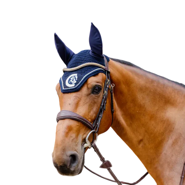 Kentucky Horsewear - Bonnet anti-mouches Wellington 3D Logo corde marine