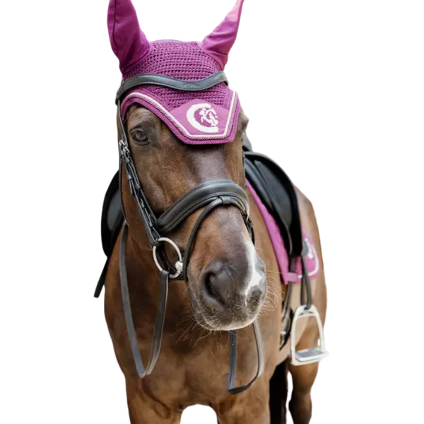Kentucky Horsewear - Bonnet anti-mouches Wellington 3D Logo corde mauve