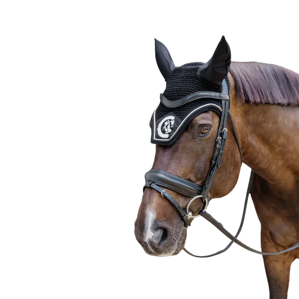 Kentucky Horsewear - Bonnet anti-mouches Wellington 3D Logo corde noir