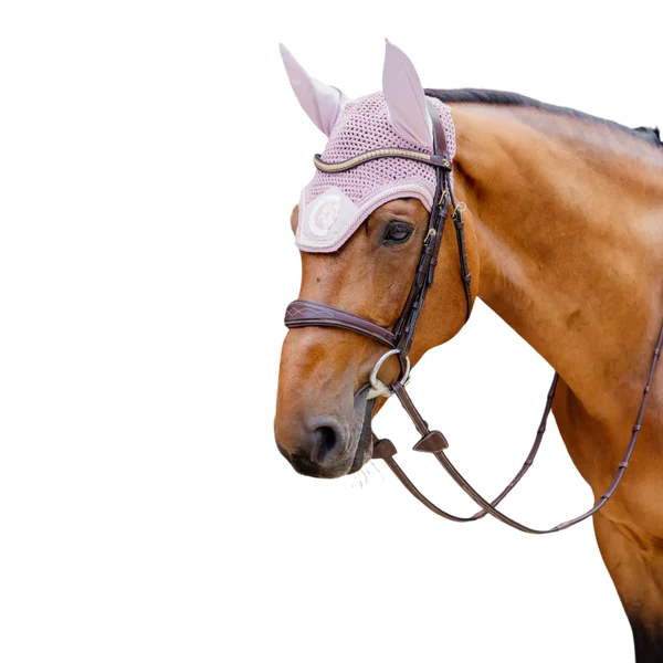 Kentucky Horsewear - Bonnet anti-mouches Wellington 3D Logo corde rose pâle