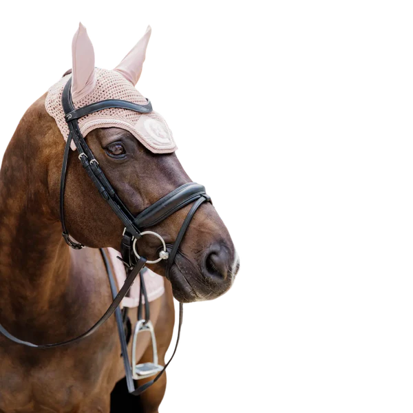Kentucky Horsewear - Bonnet anti-mouches Wellington 3D Logo corde vieux rose