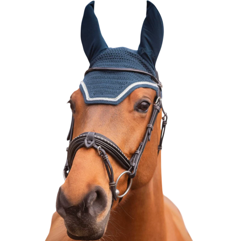 Pénélope - Bonnet pour chevaux Diamant bleu canard/blanc