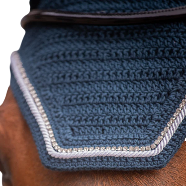 Pénélope - Bonnet pour chevaux Diamant bleu canard/blanc