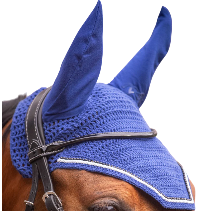 Pénélope - Bonnet pour chevaux Diamant bleu roi/blanc