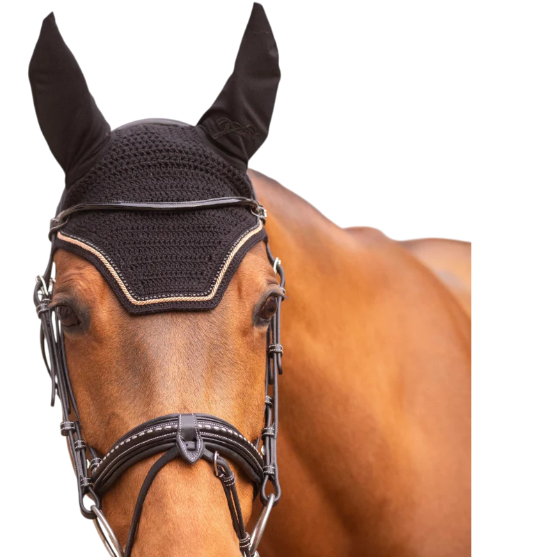 Pénélope - Bonnet pour chevaux Diamant noir/rose gold