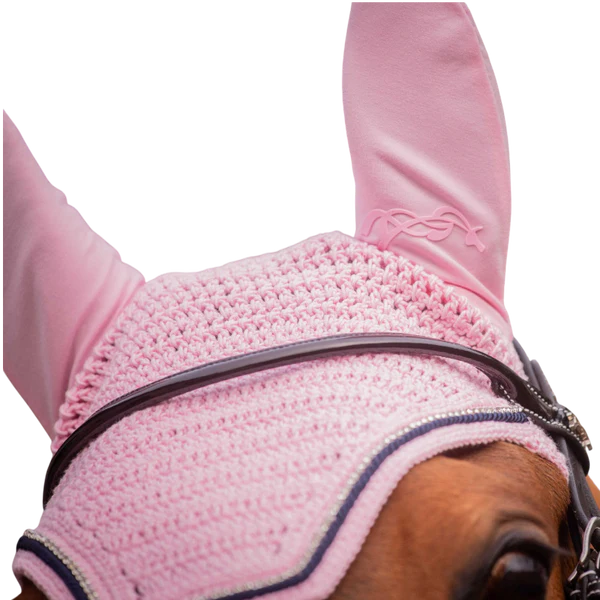 Pénélope - Bonnet pour chevaux Diamant rose pâle/marine