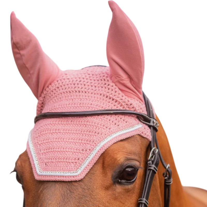 Pénélope - Bonnet pour chevaux Diamant vieux rose/blanc