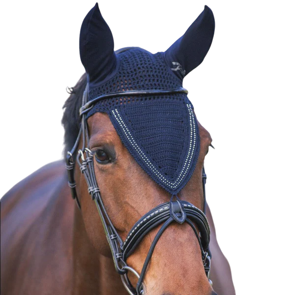 Pénélope - Bonnet pour chevaux long Strass marine