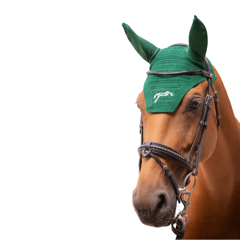 Pénélope - Bonnet pour chevaux coton vert foncé