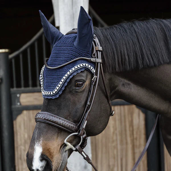 Kentucky Horsewear - Bonnet anti-mouche Wellington big stone & pearl marine foncé