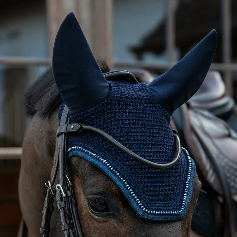 Kentucky Horsewear - Bonnet anti-bruit Glitters marine