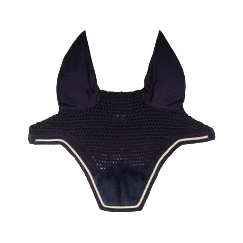 Kentucky Horsewear - Bonnet pour chevaux anti-bruits Wellington Velvet dark navy