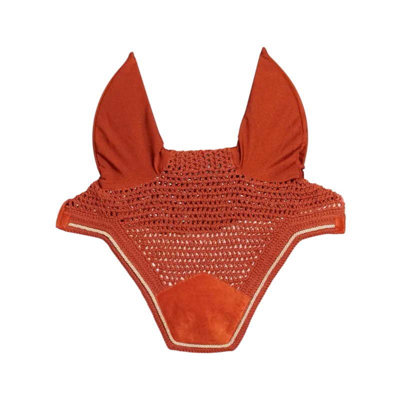 Kentucky Horsewear - Bonnet pour chevaux anti-bruits Wellington Velvet orange