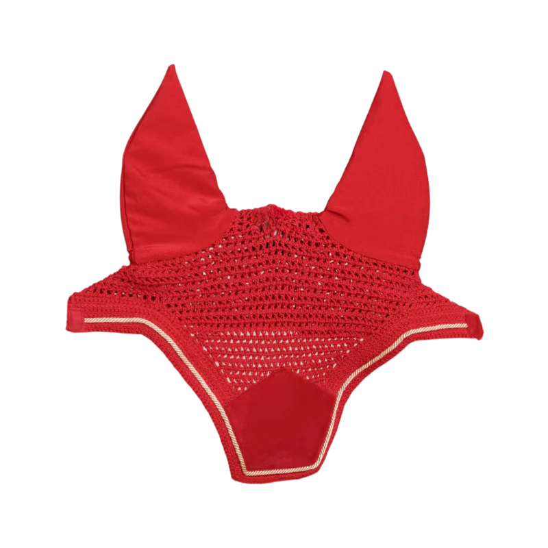 Kentucky Horsewear - Bonnet pour chevaux anti-bruits Wellington Velvet rouge