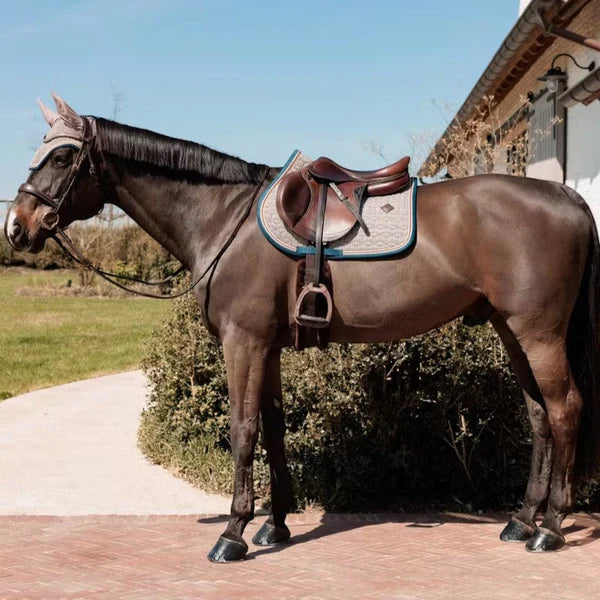Kentucky Horsewear - Tapis de selle pied de poule bordeaux/ navy
